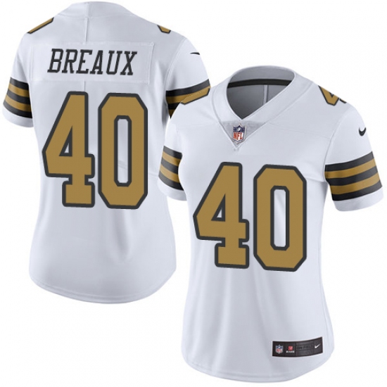 Women's Nike New Orleans Saints #40 Delvin Breaux Limited White Rush Vapor Untouchable NFL Jersey - Ujersey