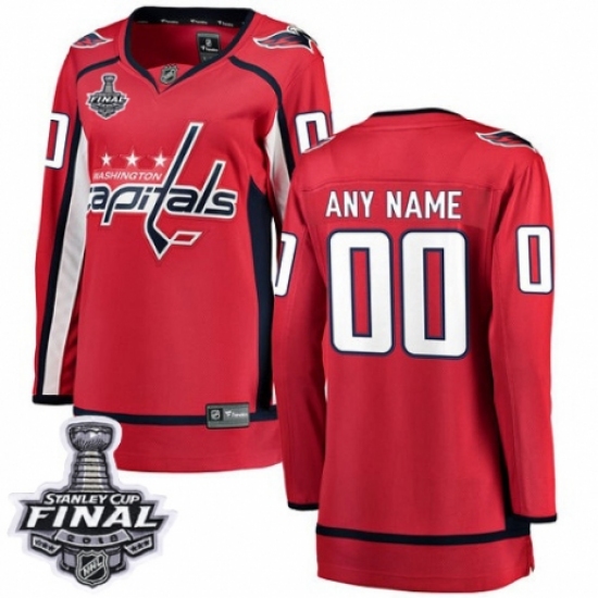 Women's Washington Capitals Customized Fanatics Branded Red Home Breakaway 2018 Stanley Cup Final NHL Jersey