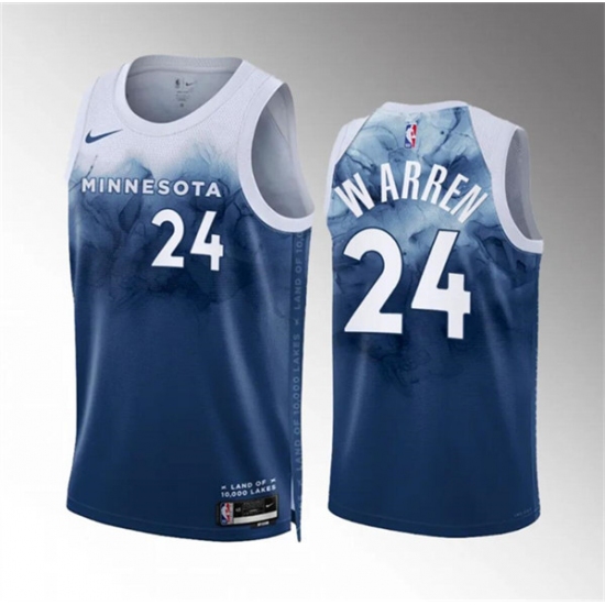 Men's Minnesota Timberwolves #24 Tj Warren Blue 2023-24 City Edition Stitched Jersey - Ujersey