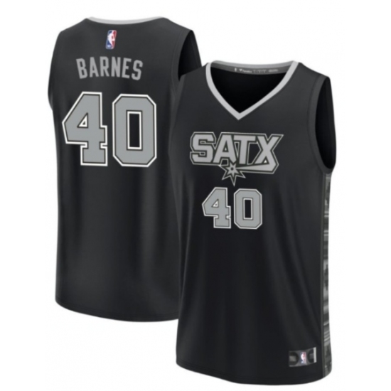 Men's San Antonio Spurs #40 Harrison Barnes Black Statement Edition Stitched Basketball Jersey - Ujersey