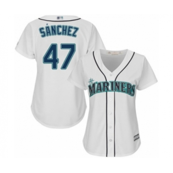 Women's Seattle Mariners #47 Ricardo Sanchez Authentic White Home Cool Base Baseball Player Jersey - Ujersey