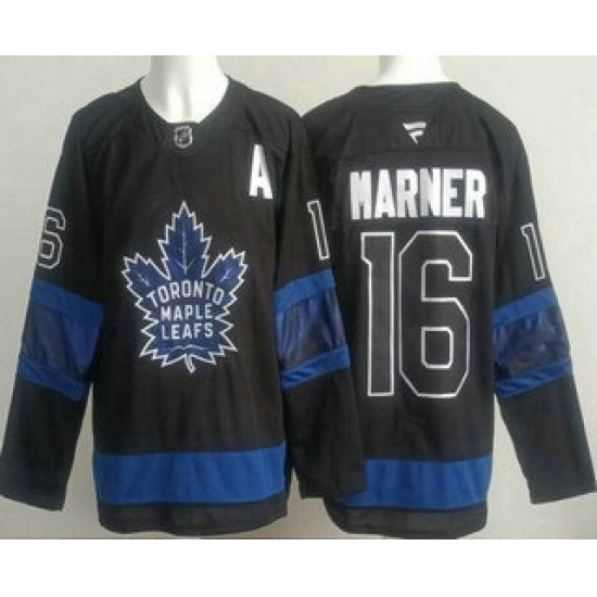 Men's Toronto Maple Leafs #16 Mitch Marner Black Alternate Authentic Jersey - Ujersey