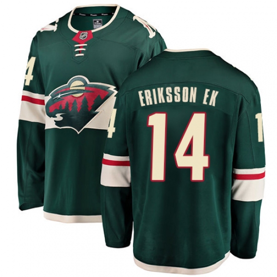 Men's Minnesota Wild #14 Joel Eriksson Ek Authentic Green Home Fanatics Branded Breakaway NHL Jersey - Ujersey