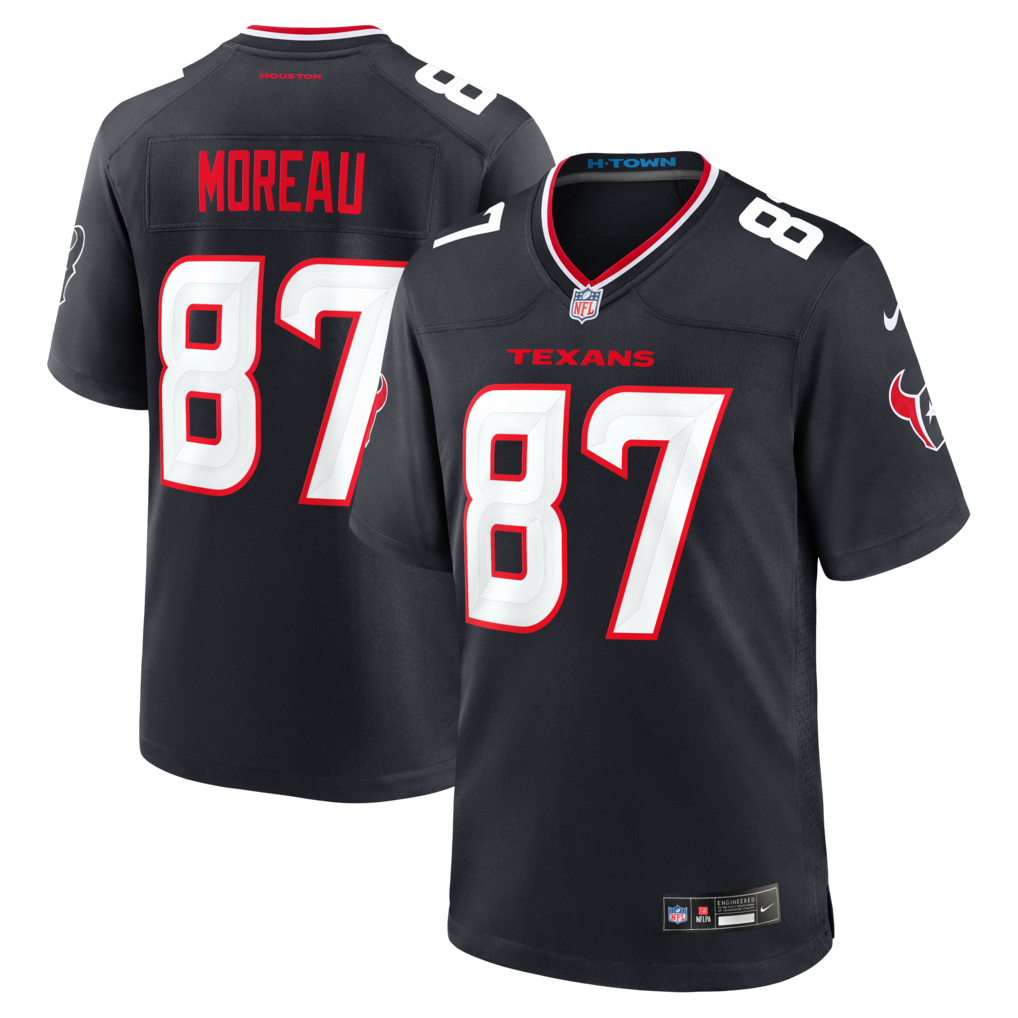 Men's Houston Texans Foster Moreau Nike Navy Team Game Jersey - ujerseystore