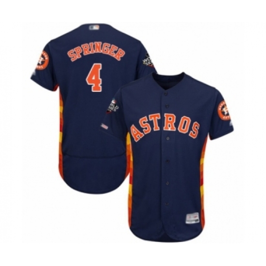 Men's Houston Astros #4 George Springer Navy Blue Alternate Flex Base Authentic Collection 2019 World Series Bound Baseball Jersey - Ujersey