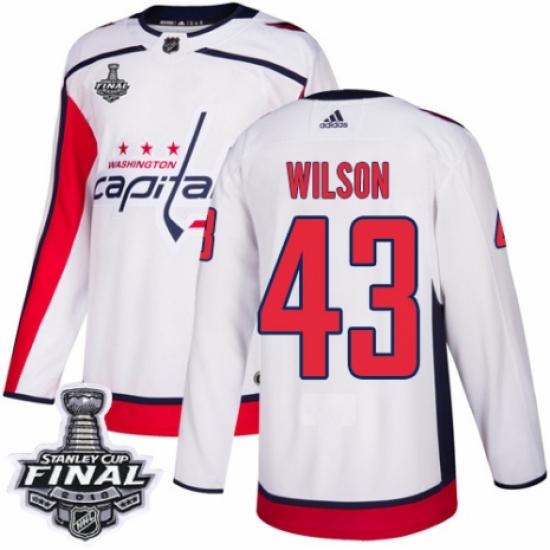 Youth Adidas Washington Capitals #43 Tom Wilson Authentic White Away 2018 Stanley Cup Final NHL Jersey - Ujersey