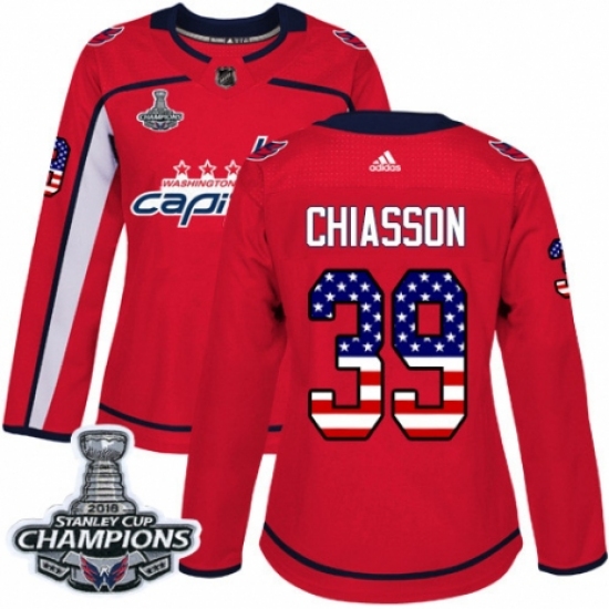 Women's Adidas Washington Capitals #39 Alex Chiasson Authentic Red USA Flag Fashion 2018 Stanley Cup Final Champions NHL Jersey - Ujersey