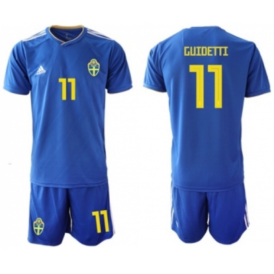 Sweden #11 Guidetti Away Soccer Country Jersey