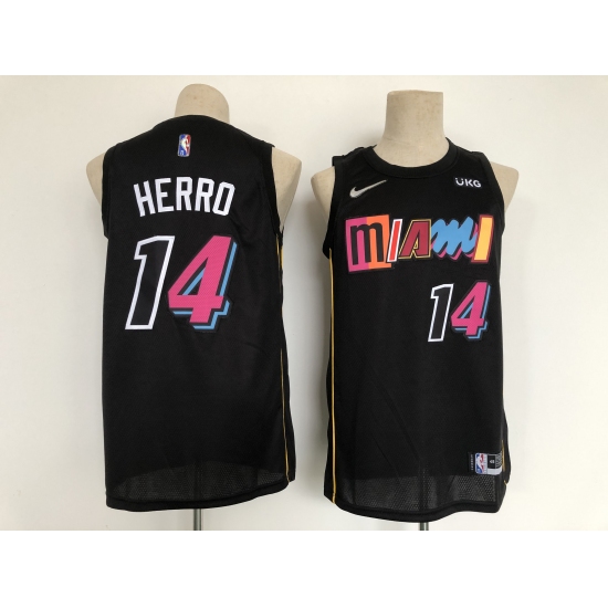 Men's Miami Heat 2021-22 City Edition #14 Tyler Herro Black Stitched Basketball Jersey - Ujersey