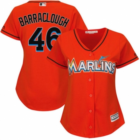 Women's Majestic Miami Marlins #46 Kyle Barraclough Authentic Orange Alternate 1 Cool Base MLB Jersey - Ujersey