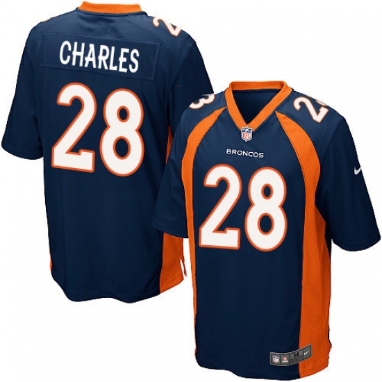 Men's Nike Denver Broncos #28 Jamaal Charles Game Navy Blue Alternate NFL Jersey - Ujersey