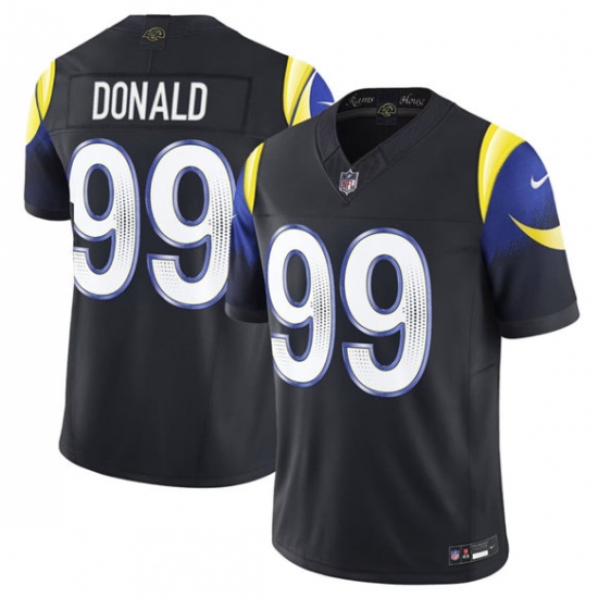 Men's Los Angeles Rams #99 Aaron Donald Black 2025 F.U.S.E. “Rivalries” Vapor Limited Football Stitched Jersey - Ujersey