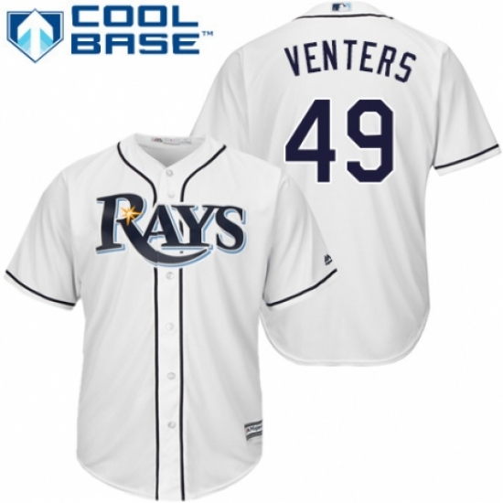 Youth Majestic Tampa Bay Rays #49 Jonny Venters Authentic White Home Cool Base MLB Jersey - Ujersey