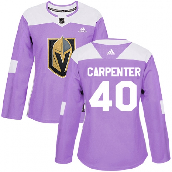 Women's Adidas Vegas Golden Knights #40 Ryan Carpenter Authentic Purple Fights Cancer Practice NHL Jersey - Ujersey