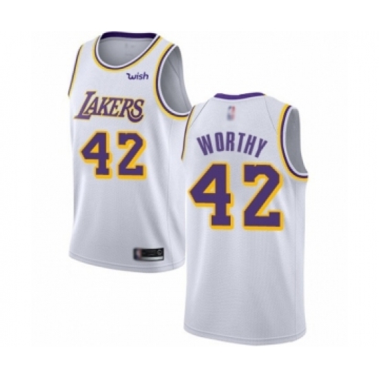 Youth Los Angeles Lakers #42 James Worthy Swingman White Basketball Jersey - Association Edition - Ujersey