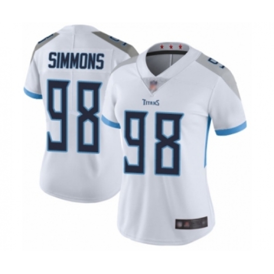 Women's Tennessee Titans #98 Jeffery Simmons White Vapor Untouchable Limited Player Football Jersey - Ujersey