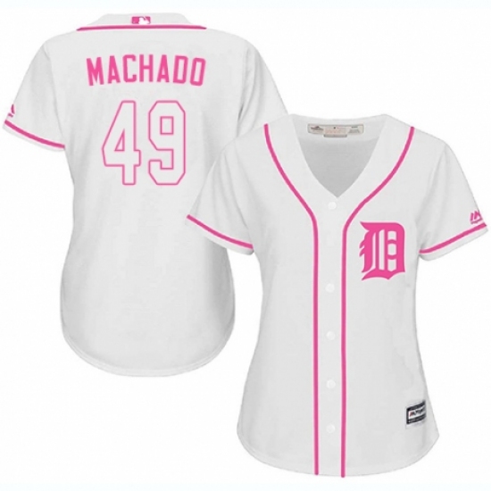 Women's Majestic Detroit Tigers #49 Dixon Machado Replica White Fashion Cool Base MLB Jersey - Ujersey