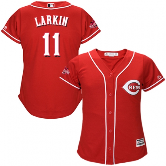 Women's Majestic Cincinnati Reds #11 Barry Larkin Authentic Red Alternate Cool Base MLB Jersey - Ujersey