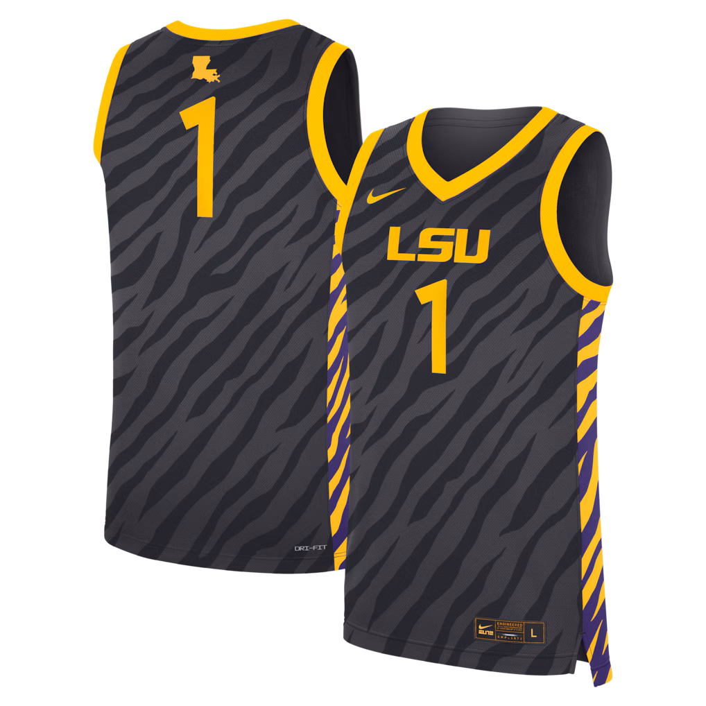 Unisex Nike #1 Anthracite LSU Tigers Replica Basketball Jersey