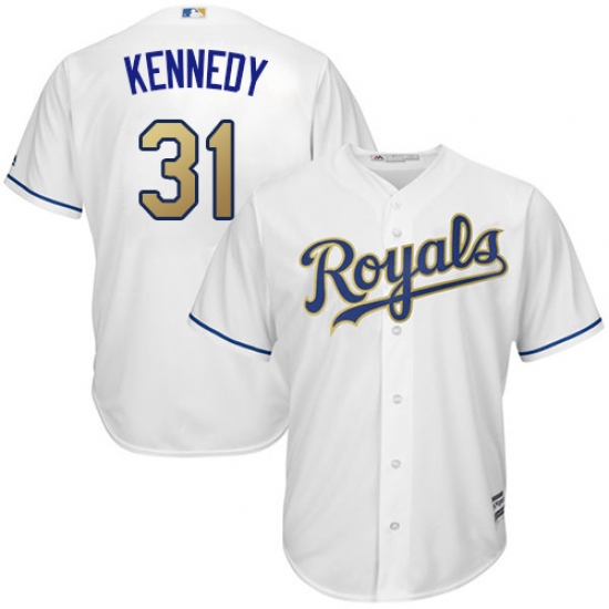 Youth Majestic Kansas City Royals #31 Ian Kennedy Authentic White Home Cool Base MLB Jersey - Ujersey