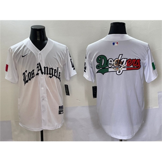 Men's Los Angeles Dodgers Team Big Logo White Mexico 2025 LA Gothic Style With Fernando Vapor Premier Limited Stitched Baseball Jersey - ujerseystore