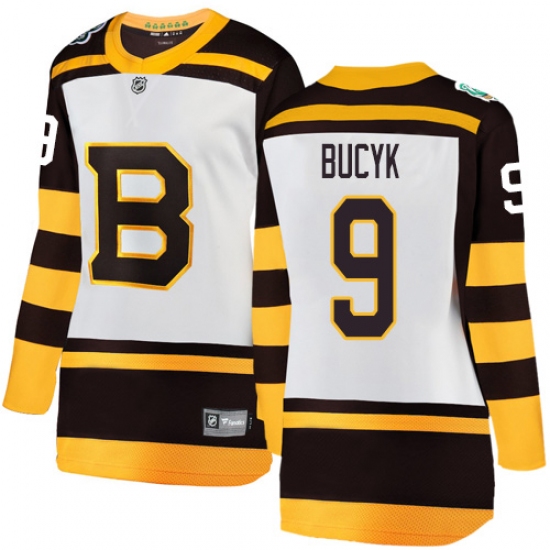 Women's Boston Bruins #9 Johnny Bucyk White 2019 Winter Classic Fanatics Branded Breakaway NHL Jersey - Ujersey