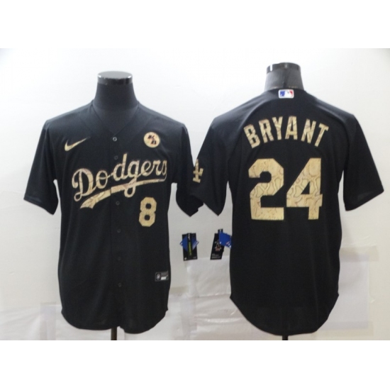 Men's Nike Mlb Los Angeles Dodgers Kobe Bryant Black Fashion Version Jerseys - Ujersey