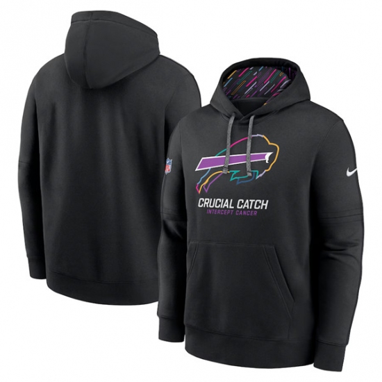 Men's Buffalo Bills Black 2024 Crucial Catch Club Pullover Hoodie - Ujersey