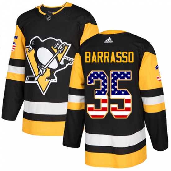 Men's Adidas Pittsburgh Penguins #35 Tom Barrasso Authentic Black USA Flag Fashion NHL Jersey - Ujersey