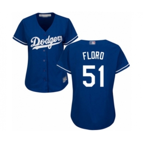 Women's Los Angeles Dodgers #51 Dylan Floro Authentic Royal Blue Alternate Cool Base Baseball Player Jersey - Ujersey