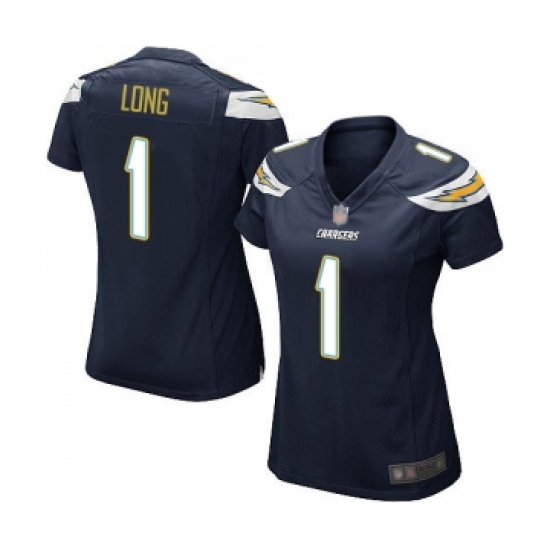 Women's Los Angeles Chargers #1 Ty Long Game Navy Blue Team Color Football Jersey - Ujersey