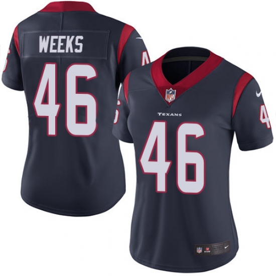 Women's Nike Houston Texans #46 Jon Weeks Elite Navy Blue Team Color NFL Jersey