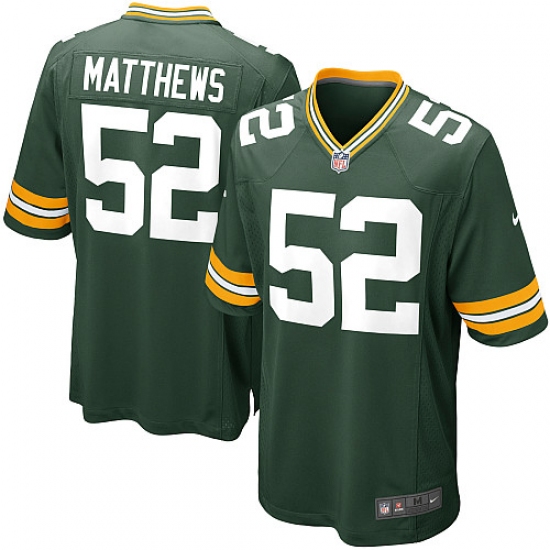 Men's Nike Green Bay Packers #52 Clay Matthews Game Green Team Color NFL Jersey - Ujersey