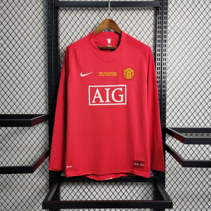 Manchester United Retro Home UCL Final Long Sleeve Football Jersey Shirt 2007/08 - U-jersey