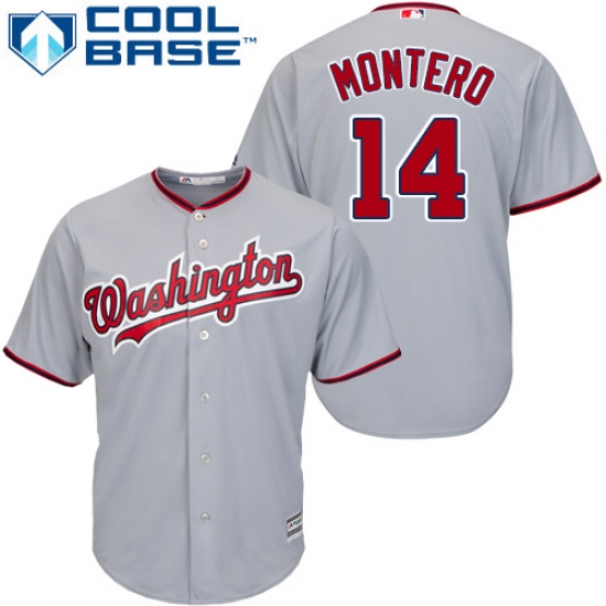Youth Majestic Washington Nationals #14 Miguel Montero Authentic Grey Road Cool Base MLB Jersey - Ujersey