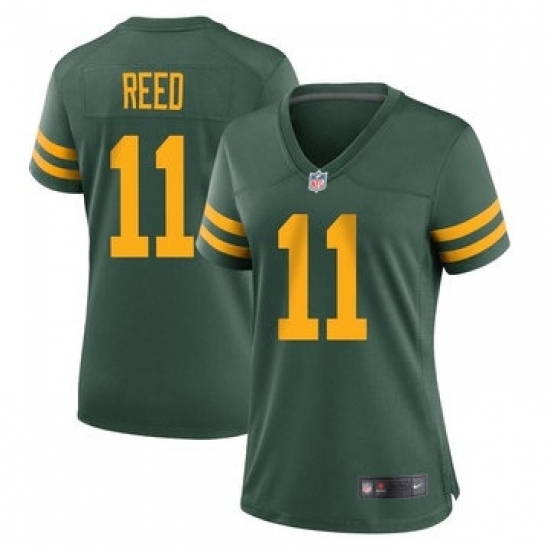 Women Green Bay Packers #11 Jayden Reed Green Throwback Vapor Untouchable Stitched Jersey - Ujersey