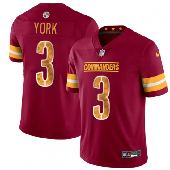 Men's Washington Commanders #3 Cade York Burgundy 2024 Vapor Limited Football Stitched Jersey - Ujersey