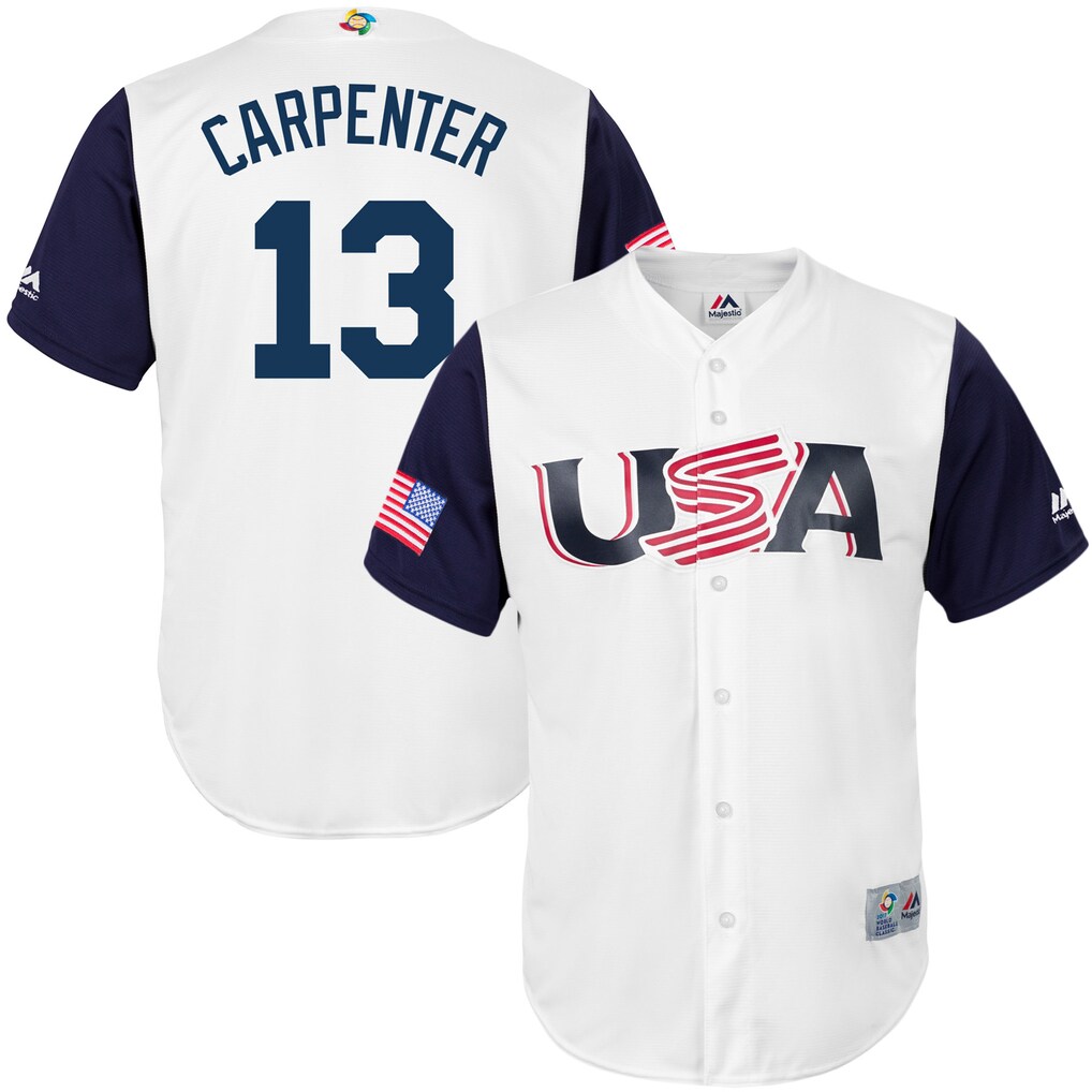 Men's USA Baseball Matt Carpenter Majestic White 2017 World Baseball Classic Replica Jersey - SUjersey01