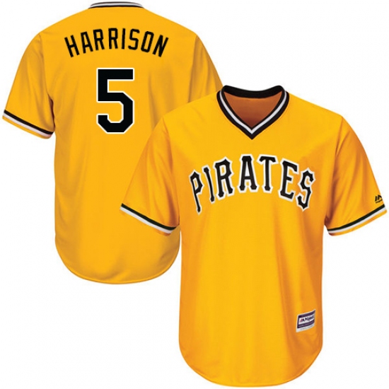 Men's Majestic Pittsburgh Pirates #5 Josh Harrison Replica Gold Alternate Cool Base MLB Jersey - Ujersey