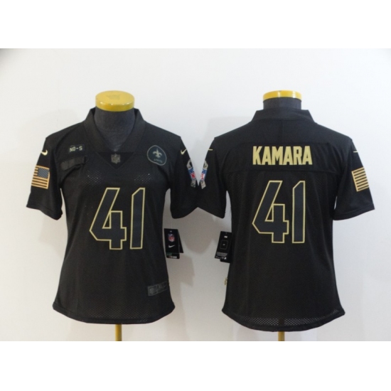 Women's New Orleans Saints #41 Alvin Kamara Black Nike 2020 Salute To Service Limited Jersey - Ujersey