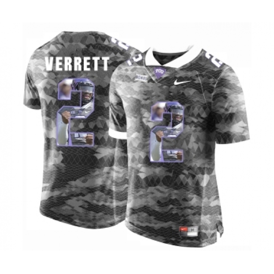 TCU Horned Frogs 2 Jason Verrett Gray With Portrait Print College Football Limited Jersey - Ujersey