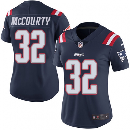 Women's Nike New England Patriots #32 Devin McCourty Limited Navy Blue Rush Vapor Untouchable NFL Jersey - Ujersey