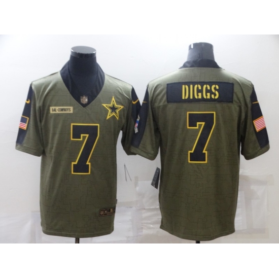 Men's Dallas Cowboys #7 Trevon Diggs Olive Gold 2021 Salute To Service Limited Player Jersey - Ujersey