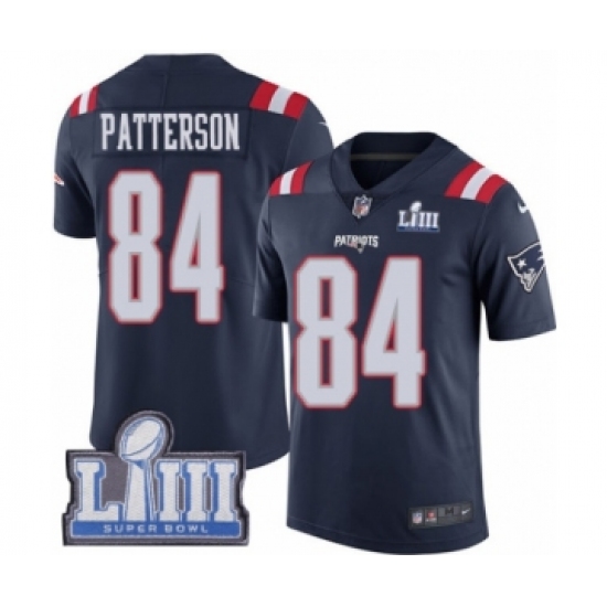 Youth Nike New England Patriots #84 Cordarrelle Patterson Limited Navy Blue Rush Vapor Untouchable Super Bowl LIII Bound NFL Jersey - Ujersey
