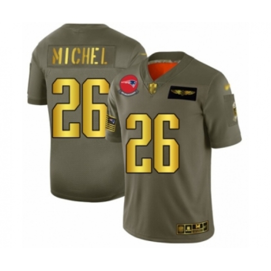 Men's New England Patriots #26 Sony Michel Olive Gold 2019 Salute to Service Limited Football Jersey - Ujersey