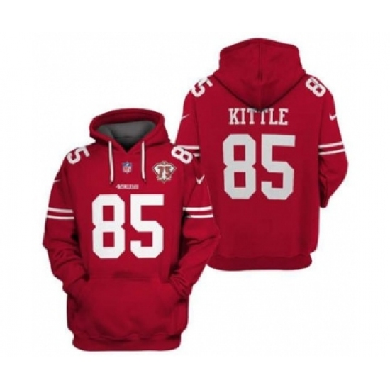 Men's San Francisco 49ers #85 George Kittle 2021 75th Anniversary Alternate Pullover Football Hoodie - Ujersey