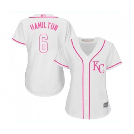 Women's Kansas City Royals #6 Billy Hamilton Replica White Fashion Cool Base Baseball Jersey - Ujersey