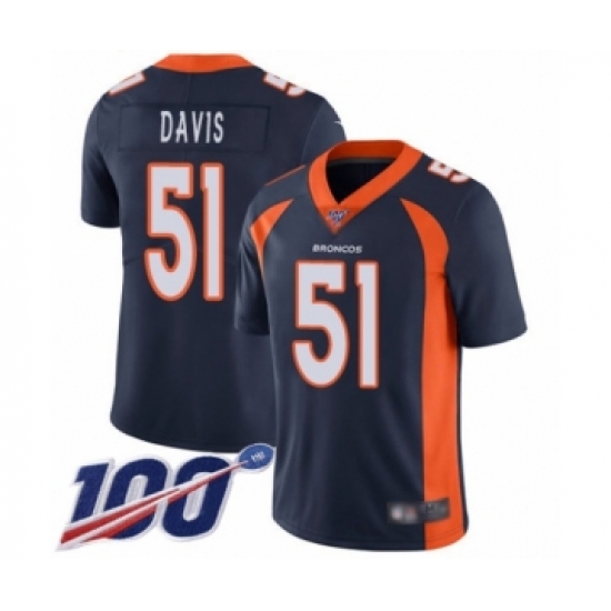 Men's Denver Broncos #51 Todd Davis Navy Blue Alternate Vapor Untouchable Limited Player 100th Season Football Jersey - Ujersey