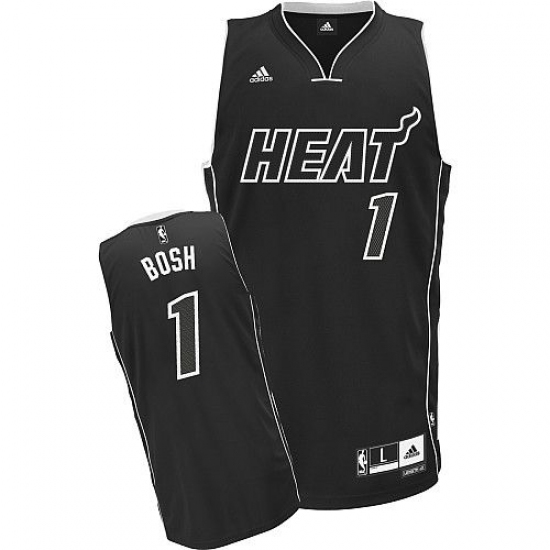 Men's Adidas Miami Heat #1 Chris Bosh Swingman Black Shadow NBA Jersey - Ujersey