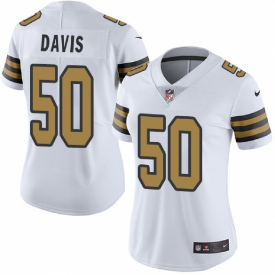 Women's Nike New Orleans Saints #50 DeMario Davis Limited White Rush Vapor Untouchable NFL Jersey